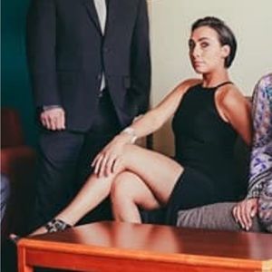 Long Formal Black Dress Halter w/ Leg Slit Sz 1/2 NWT